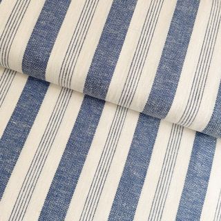 Linen YARN DYED BIG Stripe blue