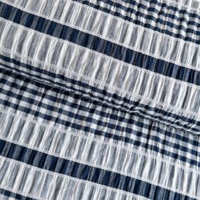 Cotton fabric YARN DYED Stripe navy