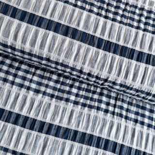Cotton fabric YARN DYED Stripe navy