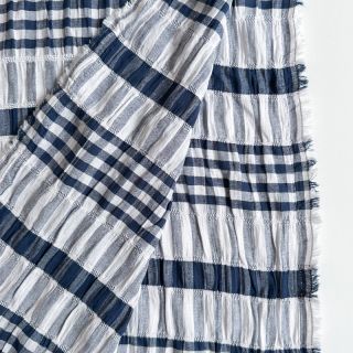 Cotton fabric YARN DYED Stripe navy