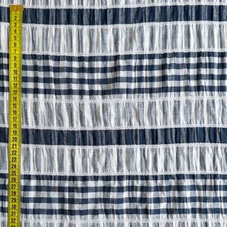 Cotton fabric YARN DYED Stripe navy