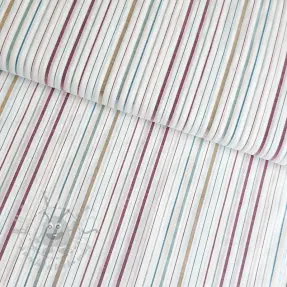 Cotton fabric LUREX stripes white