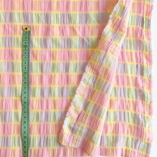 Cotton fabric YARN DYED Grid check light rose