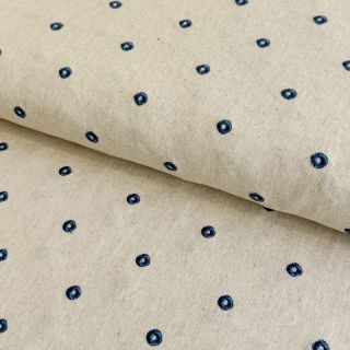 Linen viscose Embroidery square indigo