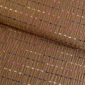 Cotton fabric DOBBY CRINKLE Stripe camel