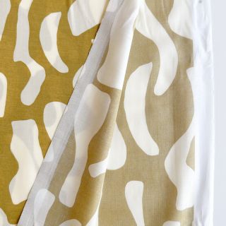 Cotton fabric VOILE Abstract light yellow