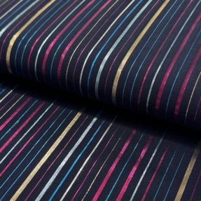 Cotton fabric LUREX stripes navy