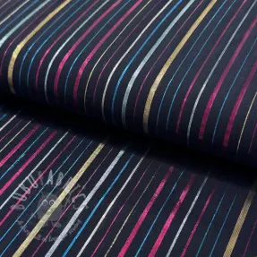 Cotton fabric LUREX stripes navy