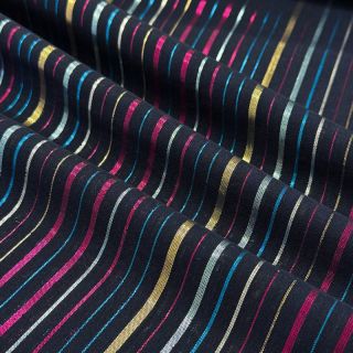 Cotton fabric LUREX stripes navy