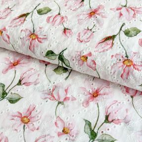 Cotton fabric EMBROIDERY Romantic digital print
