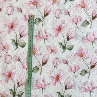 Cotton fabric EMBROIDERY Romantic digital print