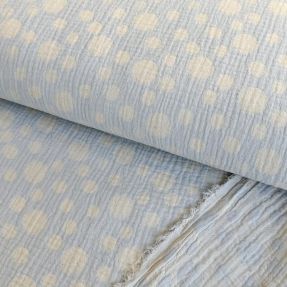 Double gauze/muslin JACQUARD Dots light blue