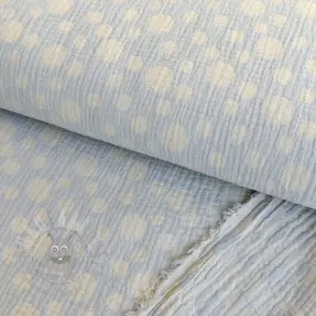 Double gauze/muslin JACQUARD Dots light blue