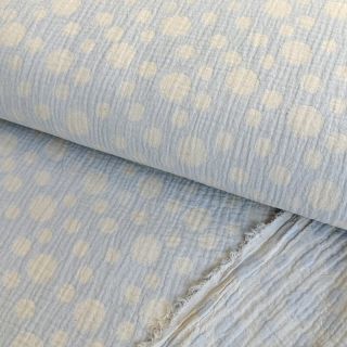 Double gauze/muslin JACQUARD Dots light blue