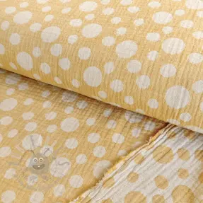 Double gauze/muslin JACQUARD Dots dark yellow