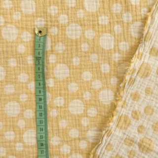 Double gauze/muslin JACQUARD Dots dark yellow