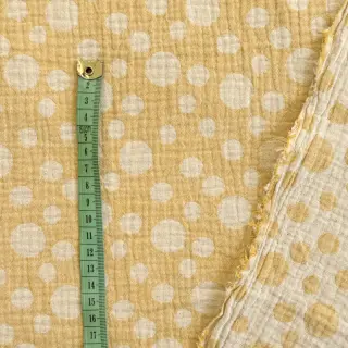 Double gauze/muslin JACQUARD Dots dark yellow