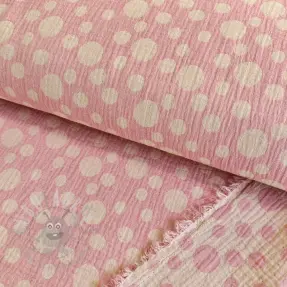 Double gauze/muslin JACQUARD Dots pink