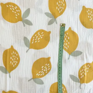 Double gauze/muslin Lemons white