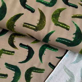 Sweat fabric Crocodile taupe digital print