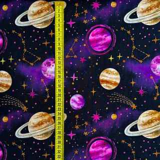 Sweat fabric Planets and rockets design C digital print