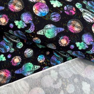 Sweat fabric Planets and rockets design A digital print