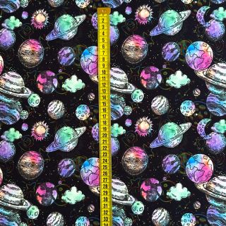 Sweat fabric Planets and rockets design A digital print
