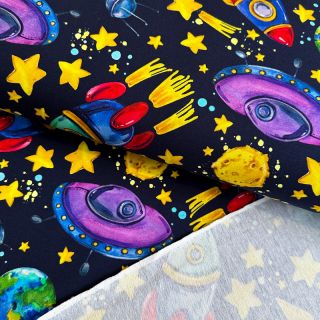 Sweat fabric Planets and rockets design B digital print