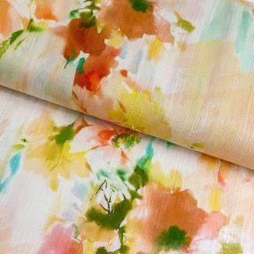 Linen viscose Aquarel garden yellow digital print