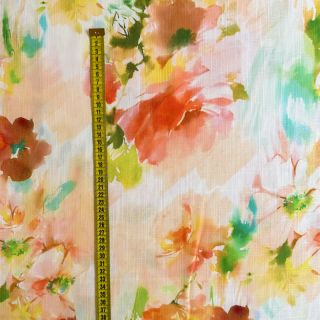 Linen viscose Aquarel garden yellow digital print