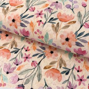 Linen cotton Water florals design B digital print