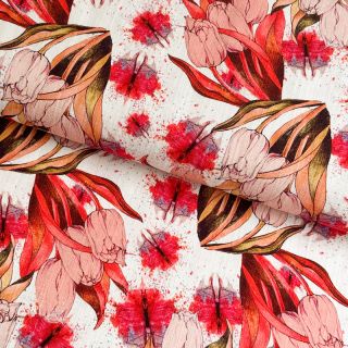 Linen viscose Tulips digital print