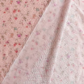 Cotton fabric EMBROIDERY Climbing roses digital print