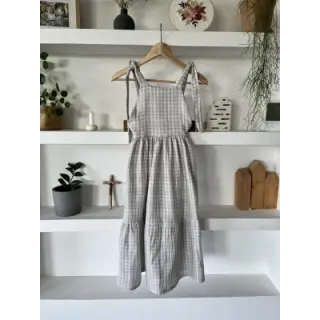 Double gauze/muslin Double sided CHECKS MINI grey