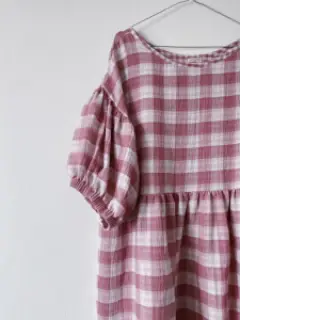 Double gauze/muslin Double sided CHECKS MINI mauve