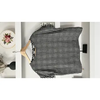Double gauze/muslin Double sided CHECKS MINI black
