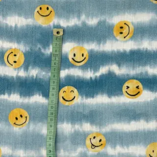 Double gauze/muslin Happy faces jeans digital print