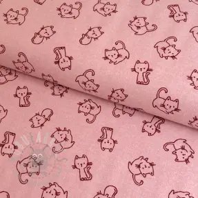 Cotton fabric FLANNEL Cats old rose