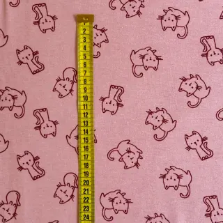 Cotton fabric FLANNEL Cats old rose