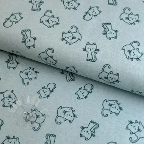 Cotton fabric FLANNEL Cats mint