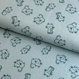 Cotton fabric FLANNEL Cats mint