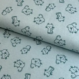 Cotton fabric FLANNEL Cats mint
