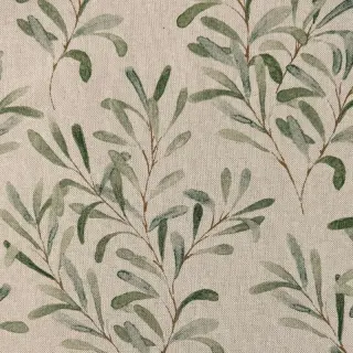Decoration fabric Linenlook Misletoe Painted Leaf