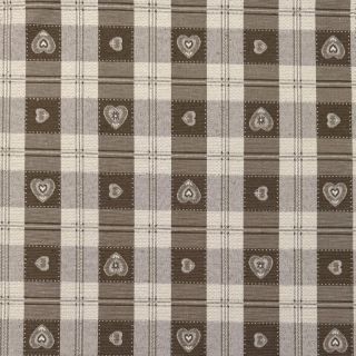 Decoration fabric jacquard DOUBLE FACE Landhaus Heart Check taupe