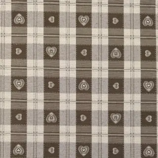 Decoration fabric jacquard DOUBLE FACE Landhaus Heart Check taupe