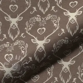 Decoration fabric jacquard DOUBLE FACE Landhaus Deer Heart taupe