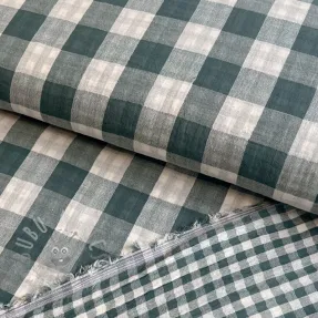 Double gauze/muslin Double sided CHECKS MINI cyan