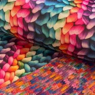 Faux fur TWO SIDE Big knit difur digital print