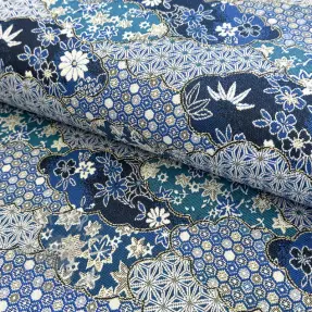 Decoration fabric jacquard Nuage allover bleu