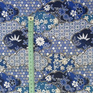 Decoration fabric jacquard Nuage allover bleu